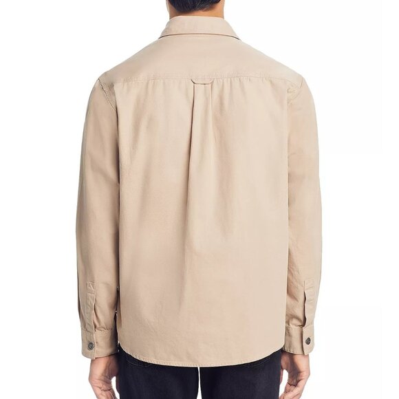 Hugo Boss Men's HUGO Oversized Erato Cotton Twill Red Logo LS Overshirt Beige L - Picture 3 of 8